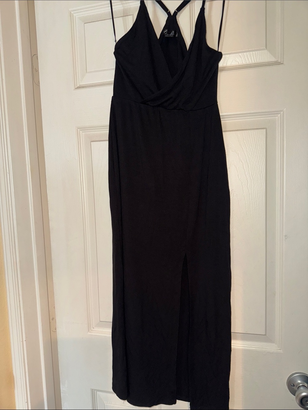 Black Strappy V-Neck Women's Dress